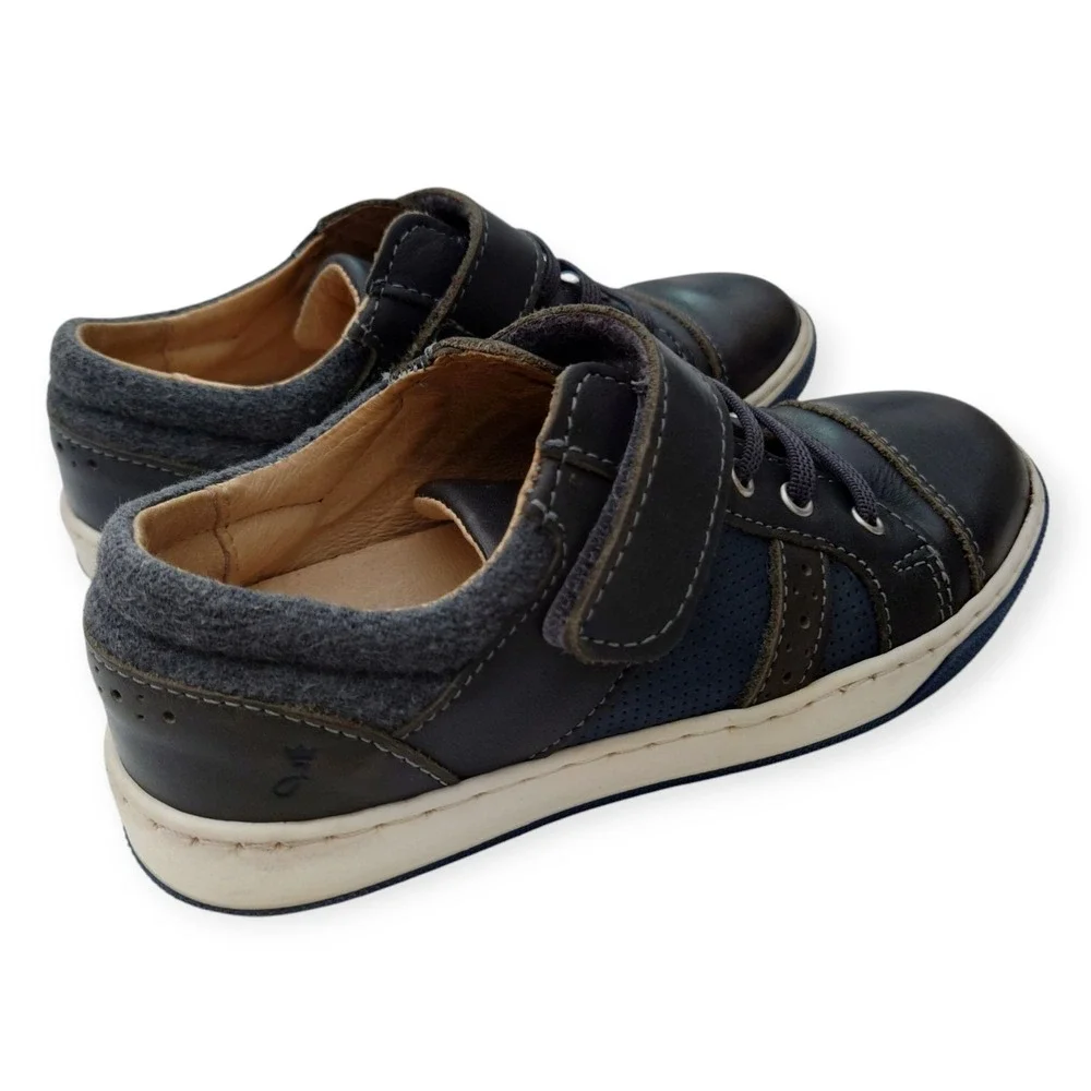 Jacadi Paris Boys Brown Leather Hook-and-Loop Sneakers Shoes Size EU 31 US 13